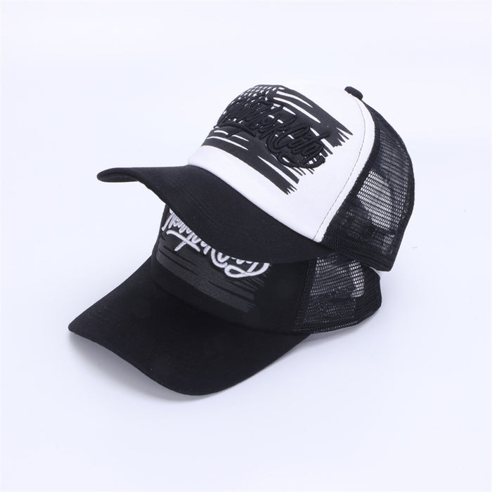 Wholesale Embroidered baseball cap, summer color blocked mesh cap, men's and women's outdoor casual fishing duckbill cap