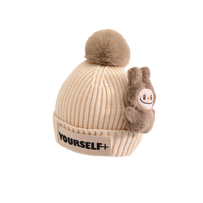 Wholesale Children' s hat winter knitted hat cartoon wool ball winter wool hat
