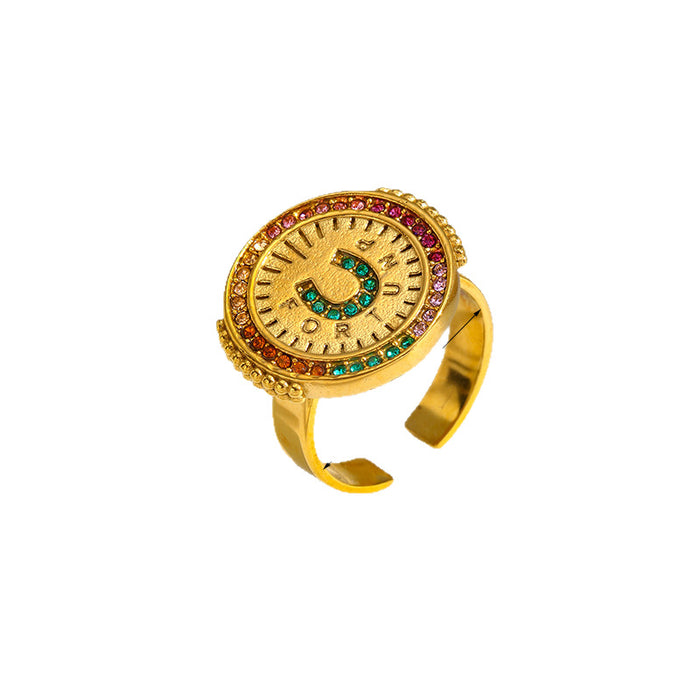 Wholesale Electroplating stainless steel ring, niche, high-end, light luxury, non fading, open mouth ring