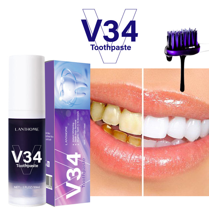 Wholesale V34 Toothpaste for Removing Smoke Stains, Removing Yellow Teeth, Brightening White Teeth, Purple Toothpaste Hair