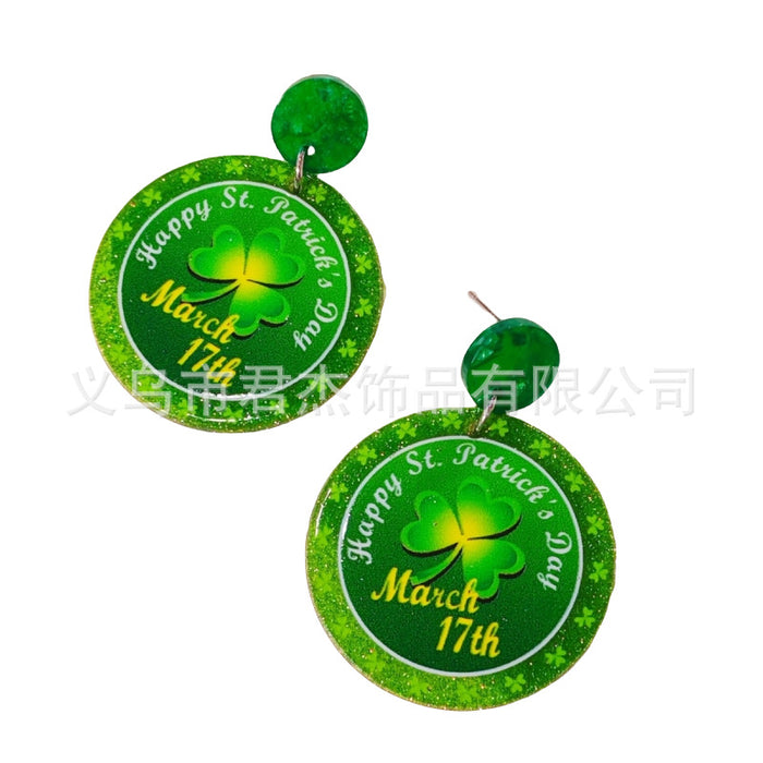 Wholesale Earrings Sparkling Pink Lucky Grass Eardrops Earrings Accessories