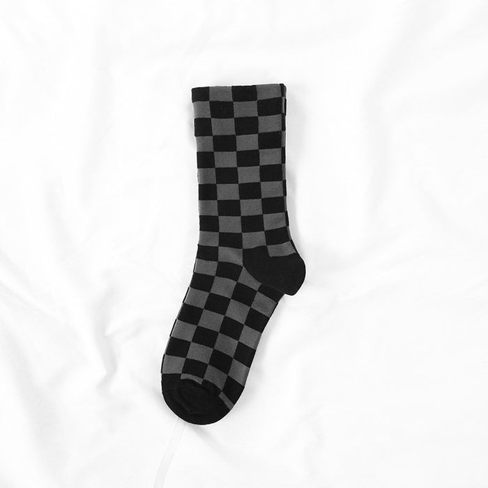 Wholesale New Chessboard Socks, Mid Socks, Trendy Cotton Socks, Socks