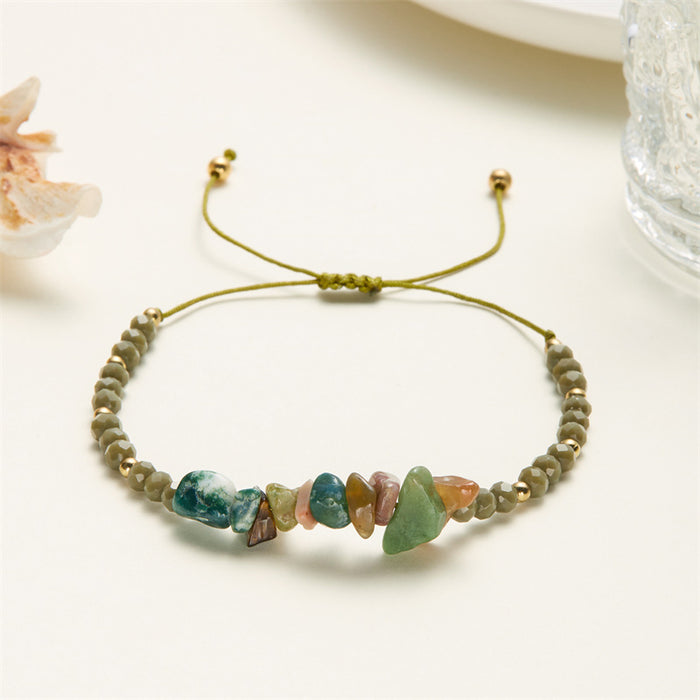 Wholesale hand-woven holiday style gravel beaded personality irregular stone woven adjustable bracelet