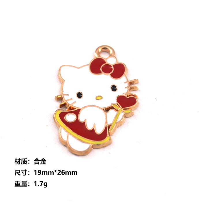 Wholesale 10pcs jewelry alloy cartoon  cat collection Princess earrings pendant necklace bracelet accessories cute keychain