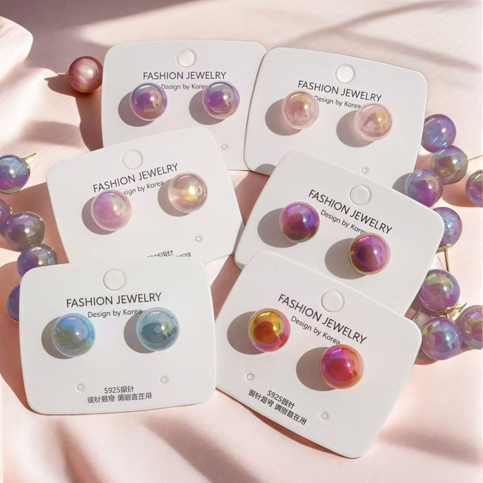 Wholesale Silver Needle 12MM Colorful Pearl Earrings with High Quality and Charm Candy Color Earrings