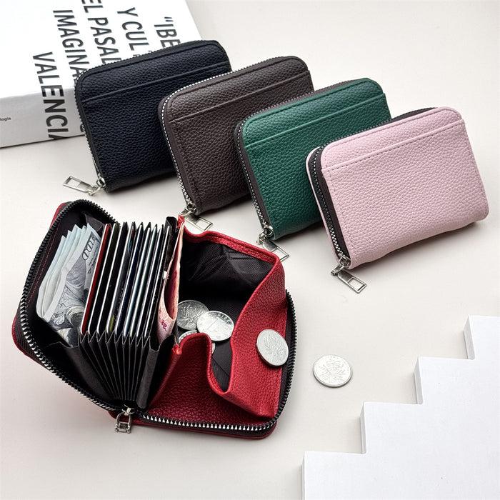 Wholesale Large Capacity PU Leather Card Holder Coin Purse Solid Black Daily Use Gift MOQ≥2