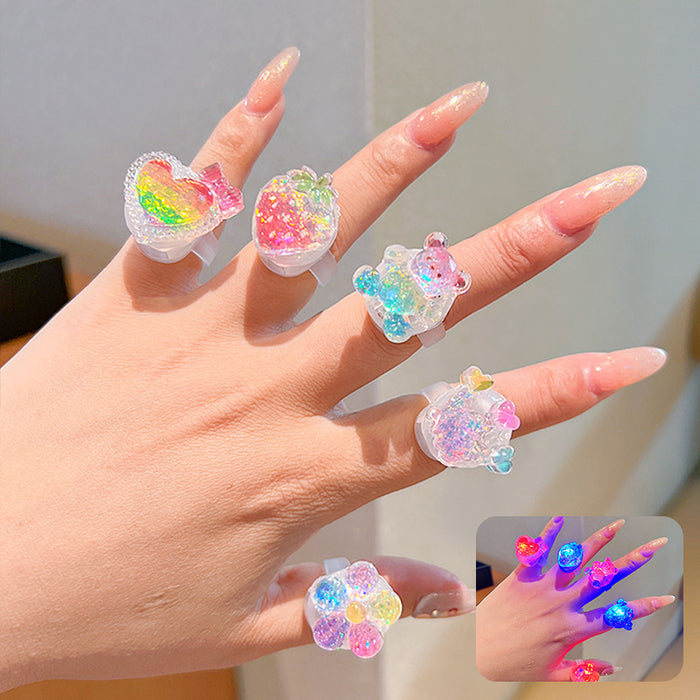 Wholesale Children' s Luminous Cartoon Ring Girls'  Birthday Gift Little Girl' s Cute Jewelry Ring Jewelry