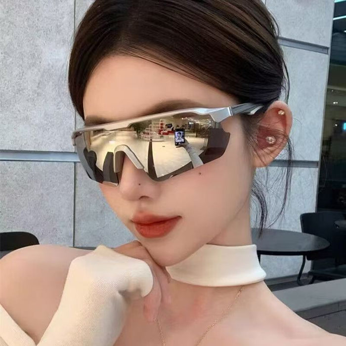 Wholesale Conjoined large frame cycling glasses, futuristic outdoor sports sunglasses, windproof sunglasses