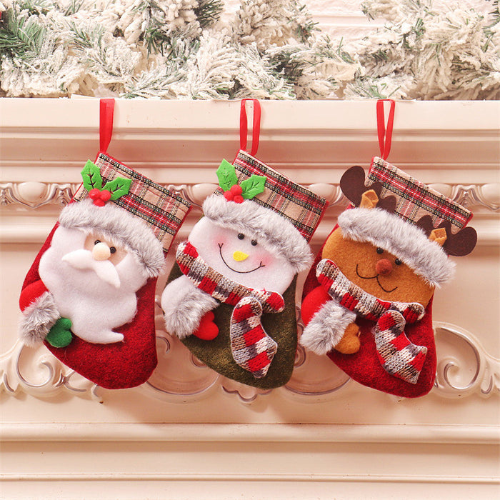 Wholesale Christmas socks Christmas socks gift bag pendant children candy bag cartoon small size gift bag decorations