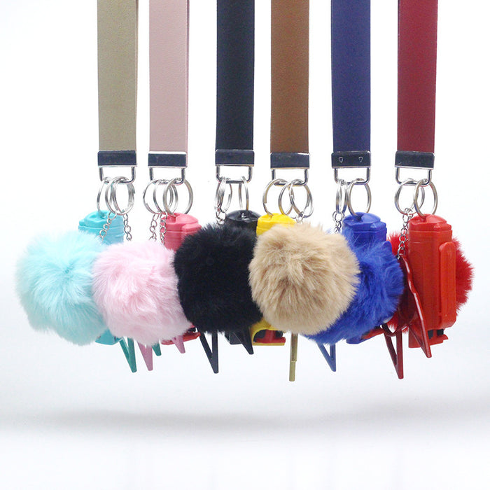 Wholesale Hair Ball PU Leather Bracelet Keychain JDC-KC-TouMS066