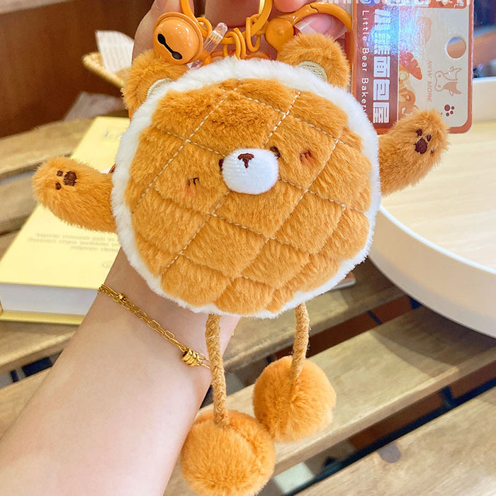 Wholesale Bear Bread House Pull Plush Pendant Keychains
