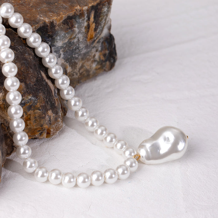 Wholesale Stainless Steel Glass Acrylic Baroque Pearl Necklace Titanium Steel Necklace Jewelry