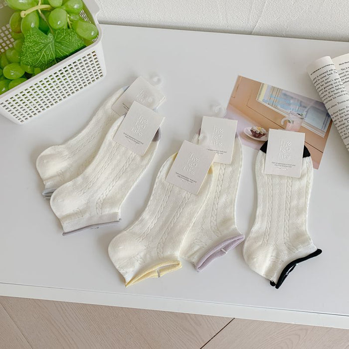 Wholesale Curled edge mesh socks short tube boneless women's socks thin