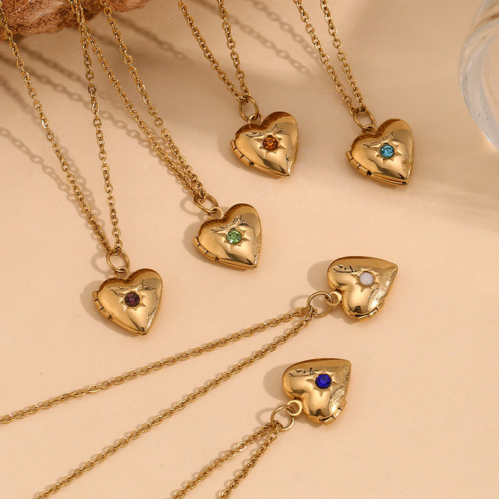 Wholesale Heart-Shaped Stainless Steel Contion Necklace