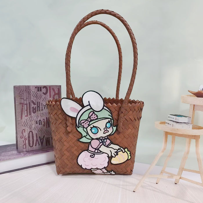 Wholesale Cartoon Woven Bag Large Capacity Work Bag Hand Woven Vegetable Basket Handbag