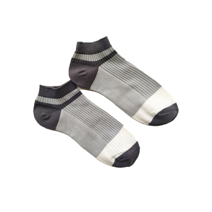 Wholesale Color blocked striped socks, pure cotton low cut boat socks, sports socks