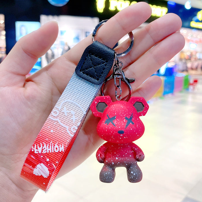 Wholesale Cartoon Starry Sky Chameleon Bear Keychain Cute Trendy Fashion Little Bear Car Keychain Couple Bag Pendant