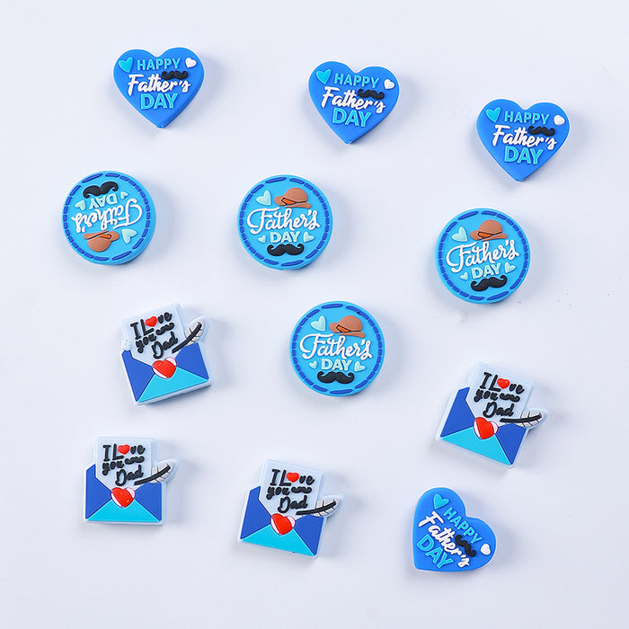 Wholesale 20PCS Father's Day Heart Shaped Silicone Beads JDC-BDS-HeXing012