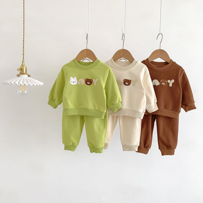 Wholesale Children's Hoodie Casual Set Cute Little Bear Letter Baby Long Sleeved 2-piece Set Baby Clothes JDC-BC-WeiNiS026