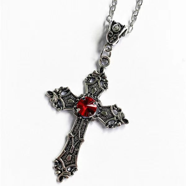 Wholesale Creative Flower Pattern Cross Diamond Necklace