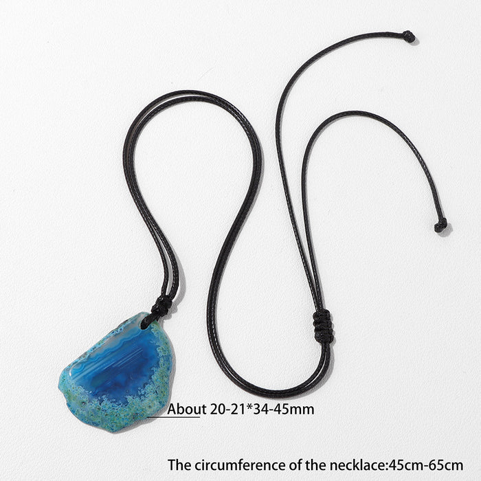 Wholesale Stone and agate slice necklace energy stone irregular pendant birthstone necklace