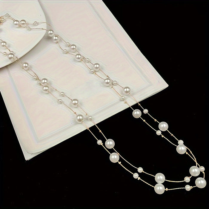 Wholesale New Long Multi-layer Pearl Necklace Sweater Chain Light Luxury Niche Design High-end Autumn and Winter Accessories JDC-NE-DX003