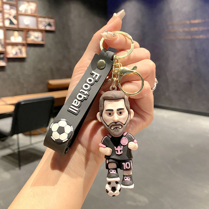 Wholesale Metal Soccer Star Cartoon Keychain Decorative Car Key Accessory MOQ≥2