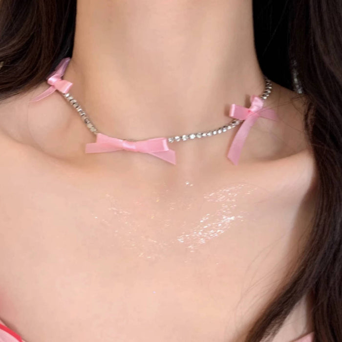 Wholesale Ribbon bow necklace, light luxury, niche collarbone chain design, high-end necklace