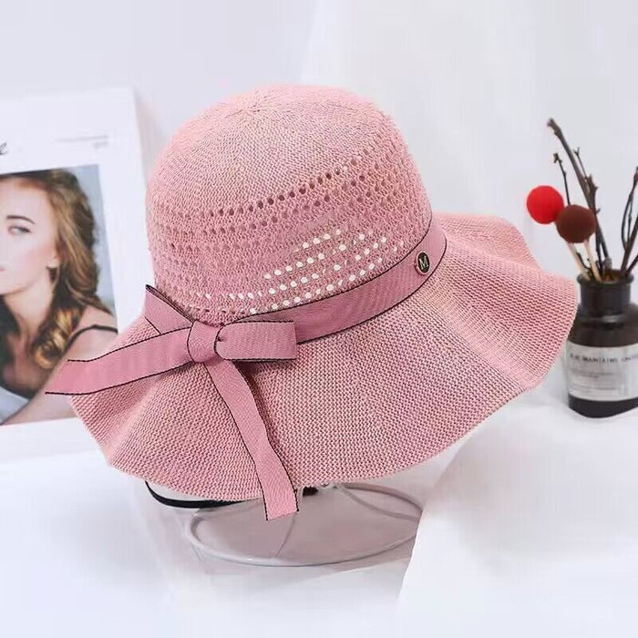 Wholesale Sun hat, sun protection straw hat, foldable bow, versatile and fashionable sun protection hat