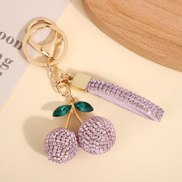 Wholesale Modern minimalist cherry keychain with diamonds