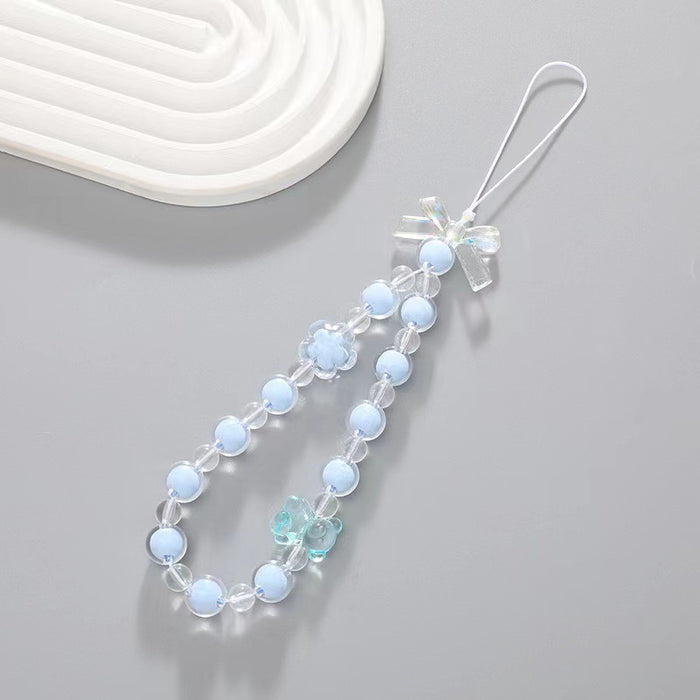 Wholesale Beaded Bear Flower Mobile Phone Chain short Phone Case Hanging Chain Acrylic