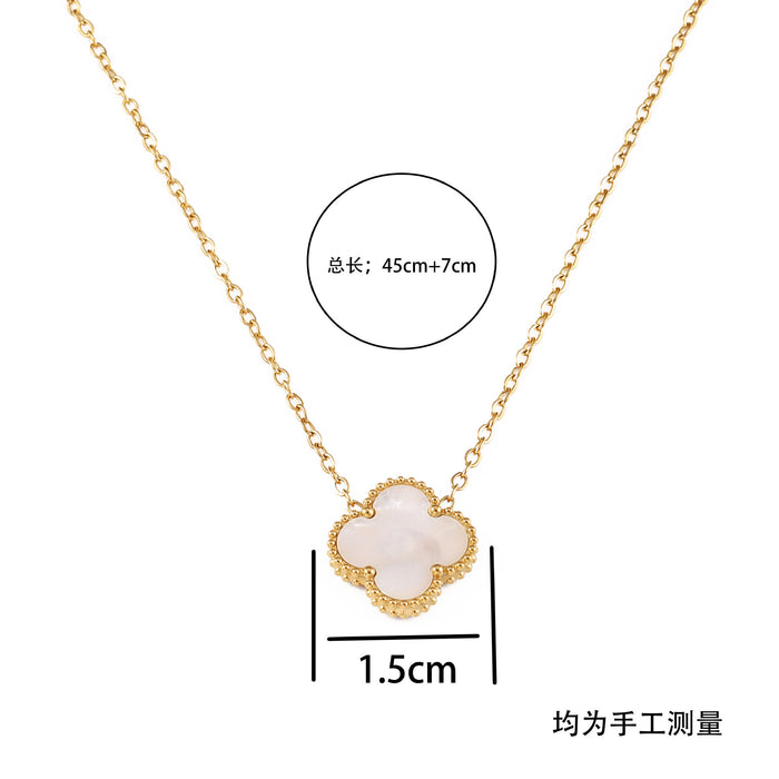 Wholesale Stainless Steel Gold-Plated Four-Leaf Clover Necklace