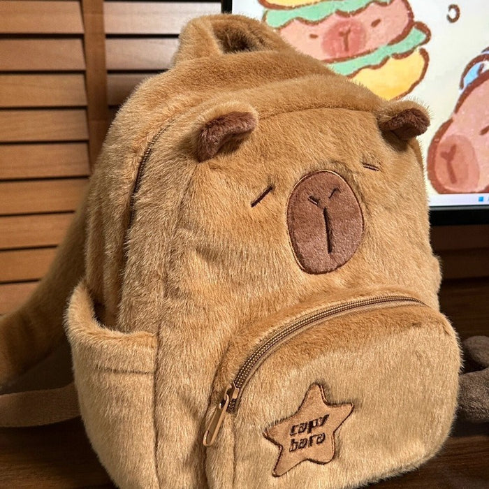 Wholesale Plush Capybara Backpack Cute Crossbody Handbag Female Cartoon Student Small Backpack