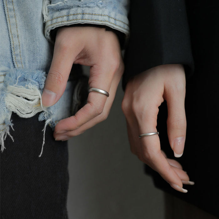 Wholesale Adjustable matte ring with minimalist design for women and high-end diamond couple ring