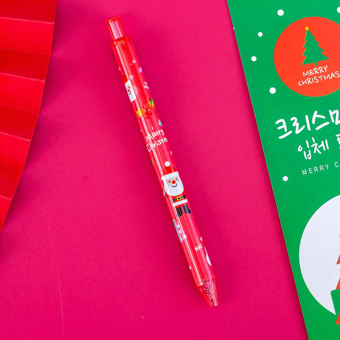 Wholesale Christmas cartoon push gel pen student stationery black push creative signature pen