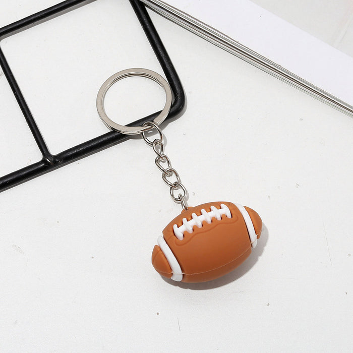 Wholesale mini basketball Football key chain simulation sporting goods