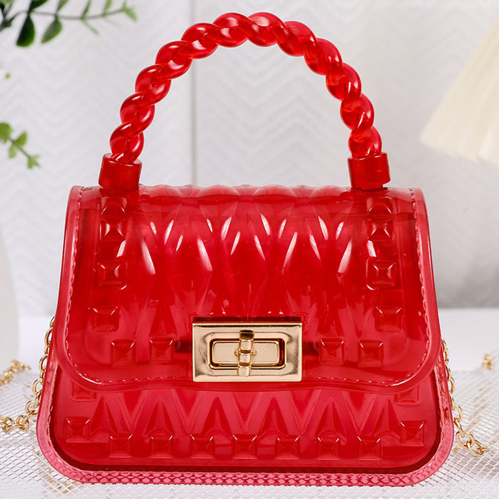 Wholesale crossbody mini mouth red envelope transparent chain Diamond jelly bag portable