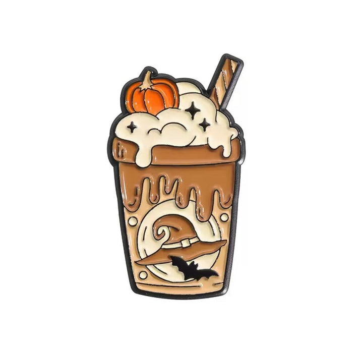 Wholesale  Zinc Alloy Cartoon Brooch Pin Pumpkin Skull Baked Enamel Badge MOQ≥2