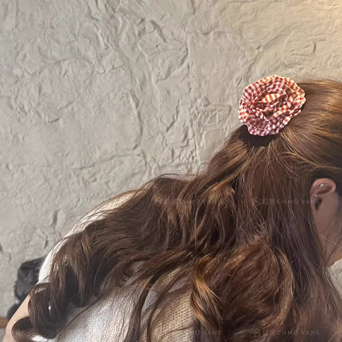 Wholesale Popular Ins Plaid Flower Clip New Fresh Back of Head Simple Shark Clip 2025 Summer New Headwear