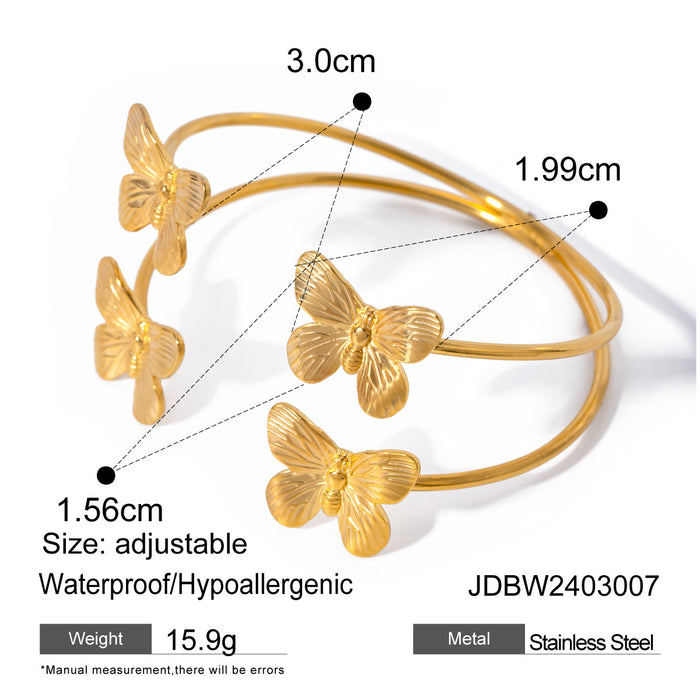 Wholesale 18k Gold Vintage Stainless Steel Butterfly Bracelet JDC-BT-JD114