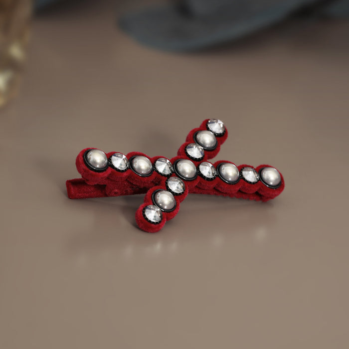 Wholesale Cross rhinestone straight clip hair clip side clip bangs clip women's broken hair fixed hair clip