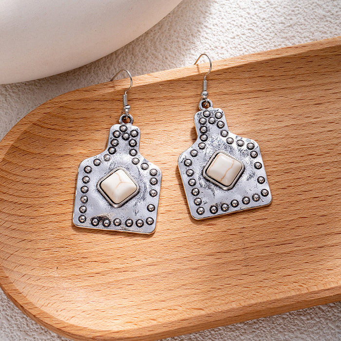 Wholesale Retro ethnic turquoise flower earrings