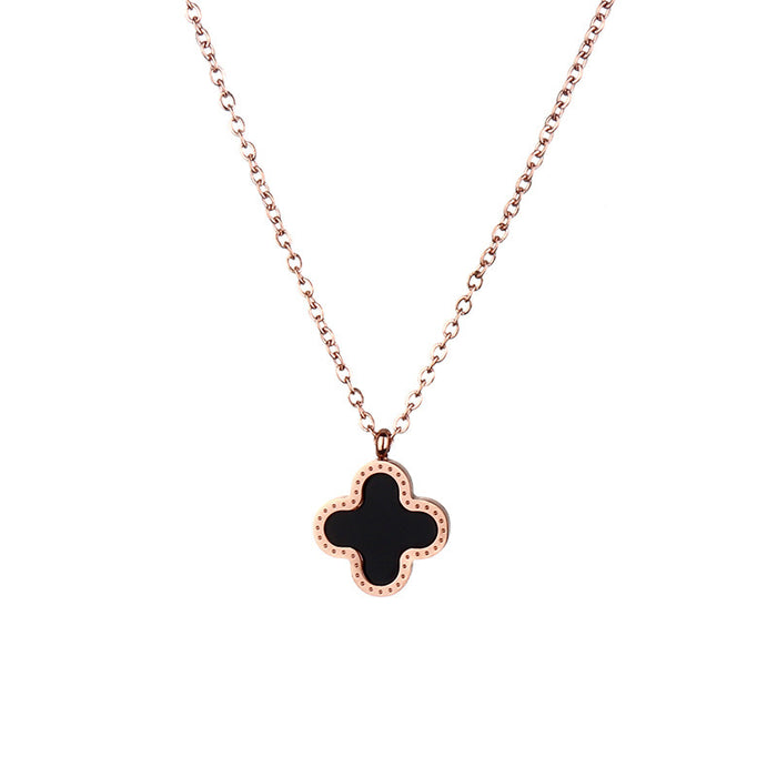 Wholesale Joker 18K rose gold four-leaf clover titanium steel necklace women
