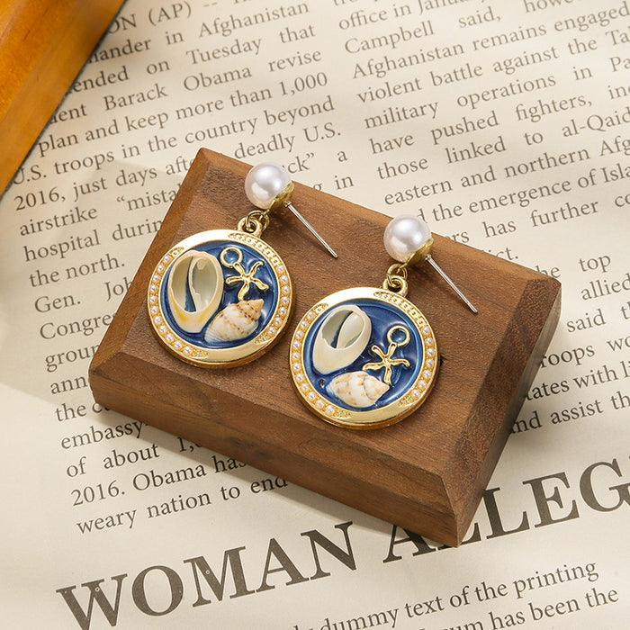 Wholesale Colored oil dripping flower earrings with a light luxury and high-end feel, fresh and fashionable temperament earrings