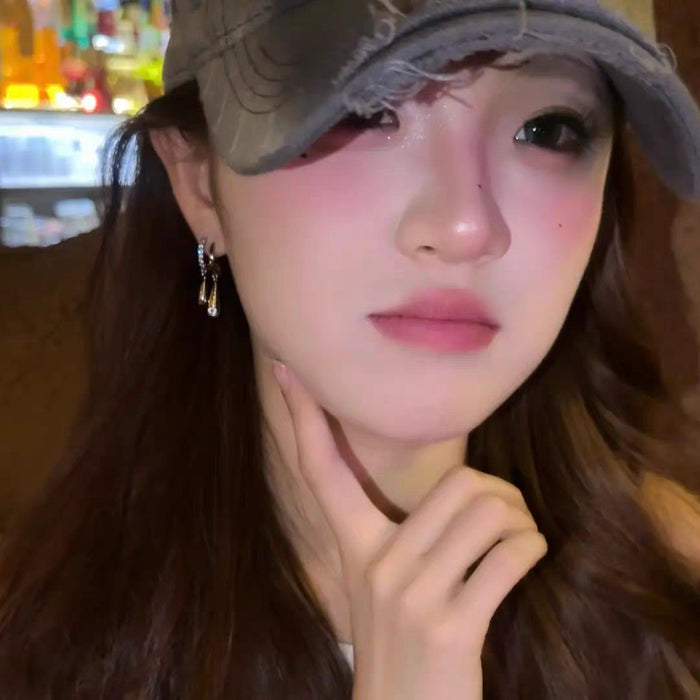 Wholesale Diamond-Studded Teardrop Earrings for Double Pierced Ears, Niche Design Versatile Earrings