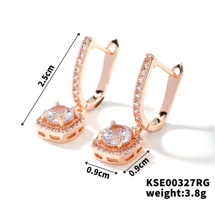 Wholesale Exquisite high-end micro inlaid zircon versatile fashionable ear buckle earrings square earrings wholesale