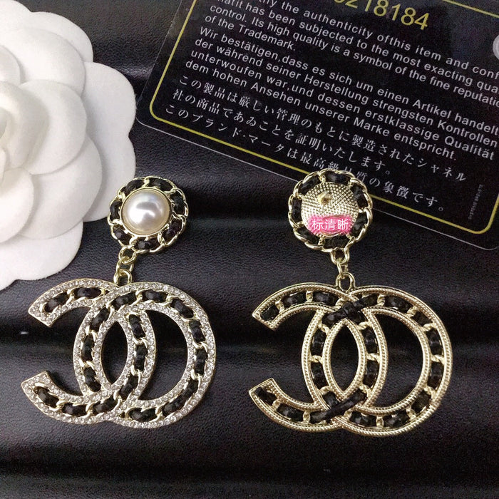 Wholesale Handmade leather full diamond earrings with high-end pendant earrings