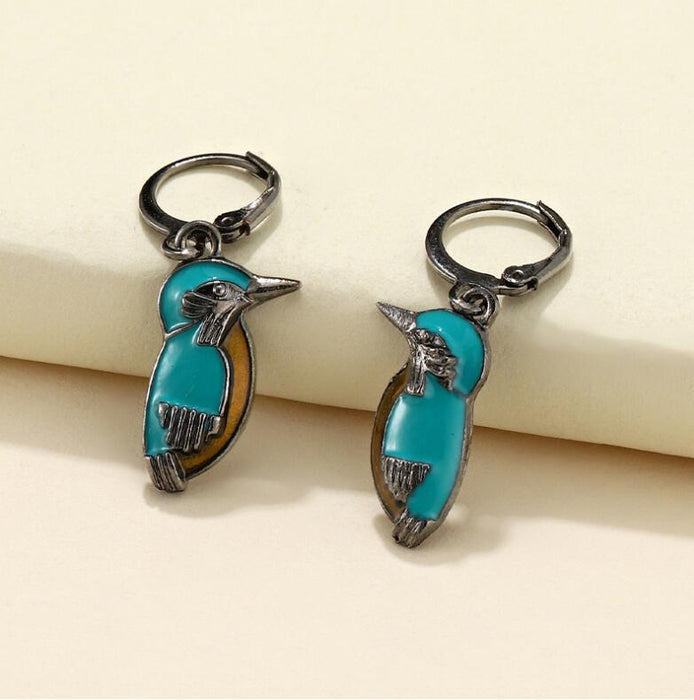 Wholesale Vintage Silver Natural Style Turquoise Bird Earrings Turquoise Earrings