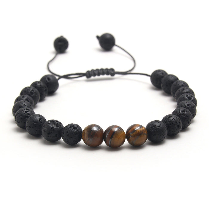 Wholesale Natural Stone Volcanic Stone Adjustable Braided Bracelet Men's Bracelet JDC-BT-HongM007