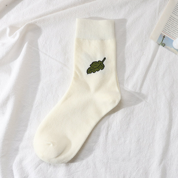 Wholesale Mid length socks, flower cotton socks, cartoon comfortable and breathable calf socks